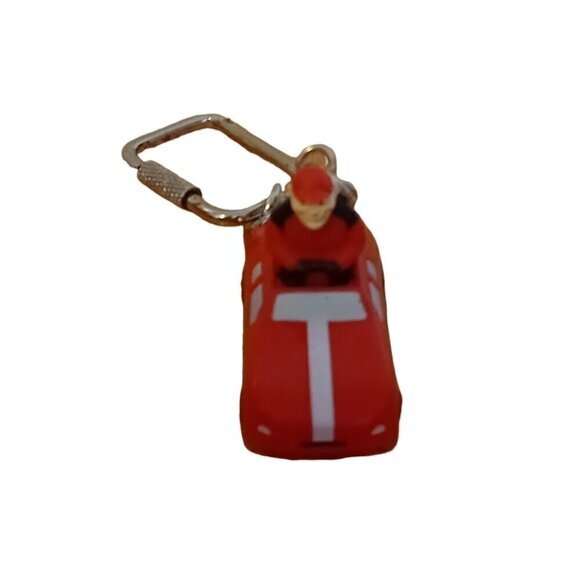 Vintage Japan RaceCar Driver Red Sports Car‎  Keychain W/ Carabiner - Picture 1 of 8